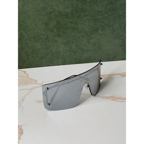 NEW Alexander McQueen AM0412S Silver Mirror Mask Sunglasses main image 5